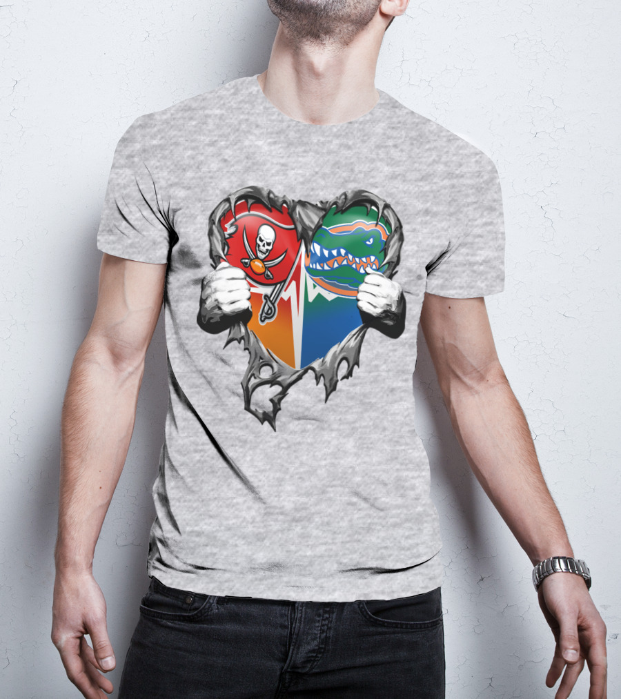 Tampa Bay Buccaneers Florida Gators Torn Heart T-Shirt