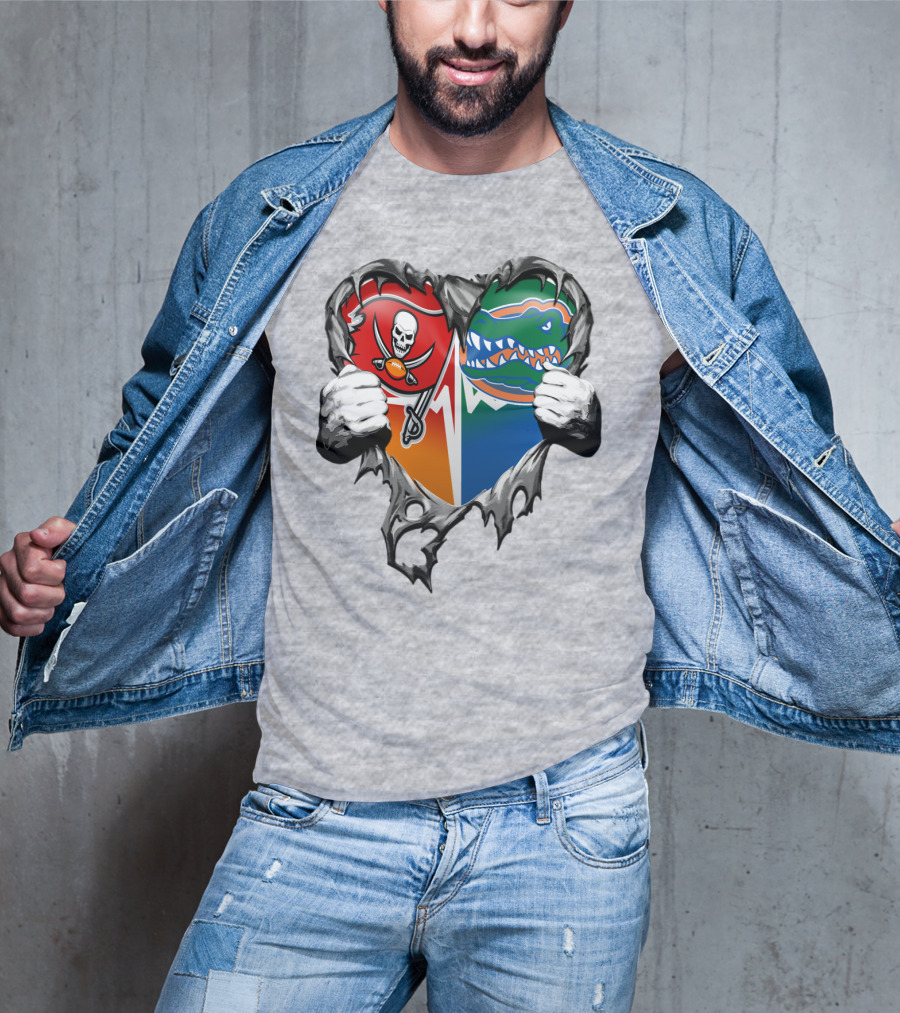 Tampa Bay Buccaneers Florida Gators Torn Heart T-Shirt
