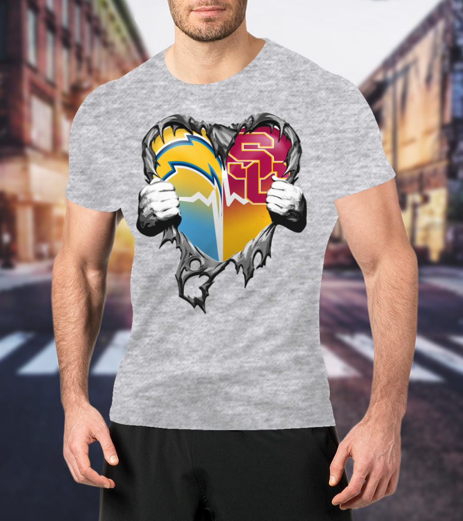 Chargers Usc Heart Logo Split T-Shirt