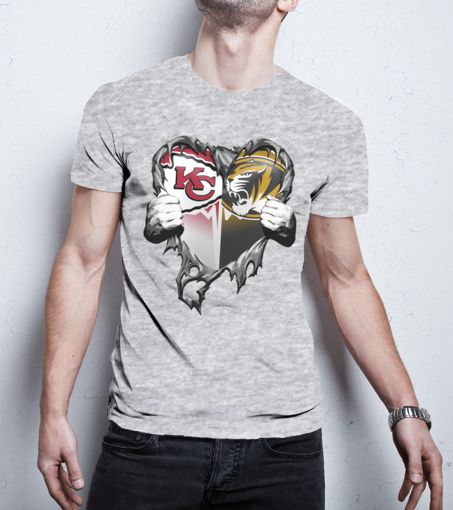 Kc Chiefs And Missouri Tigers Heart T-Shirt