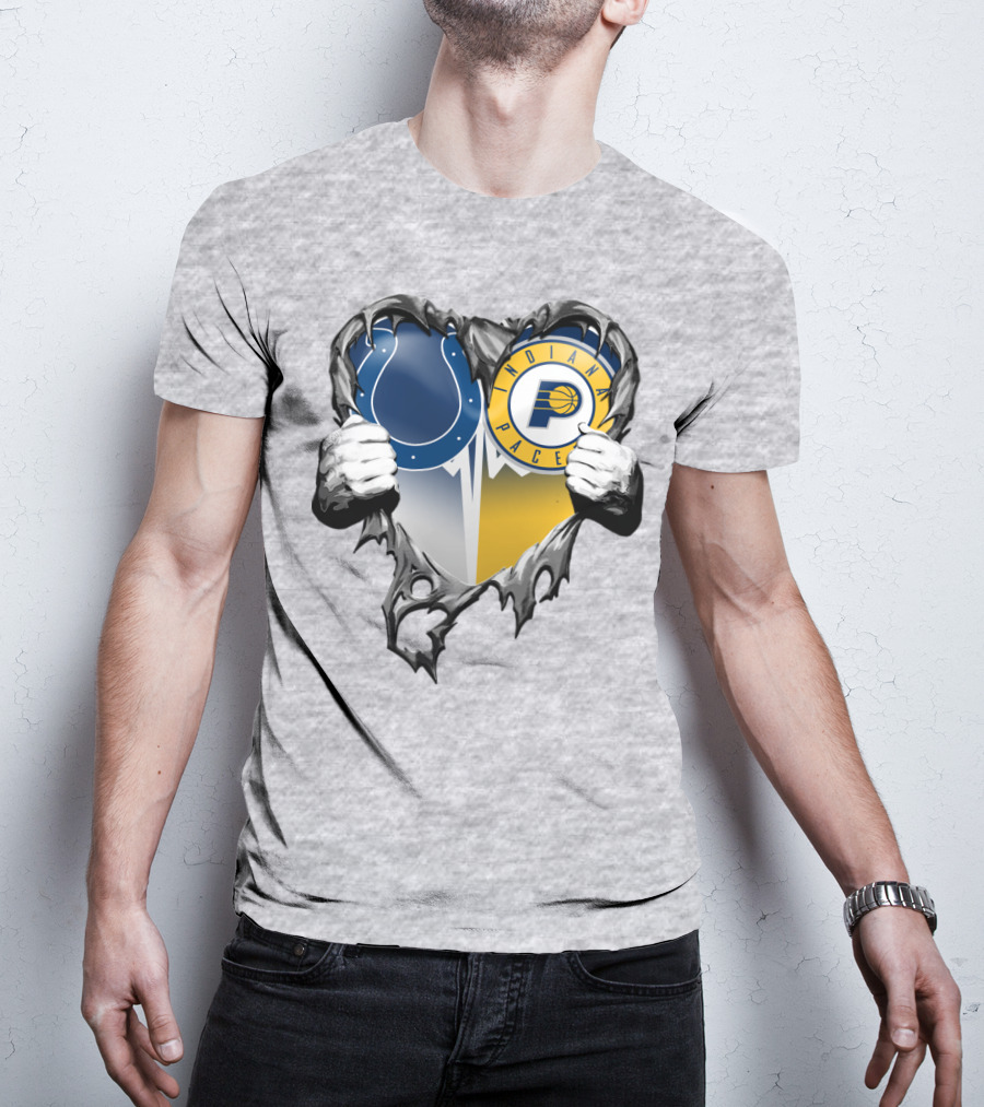 Indianapolis Colts Indiana Pacers Heart Rip T-Shirt