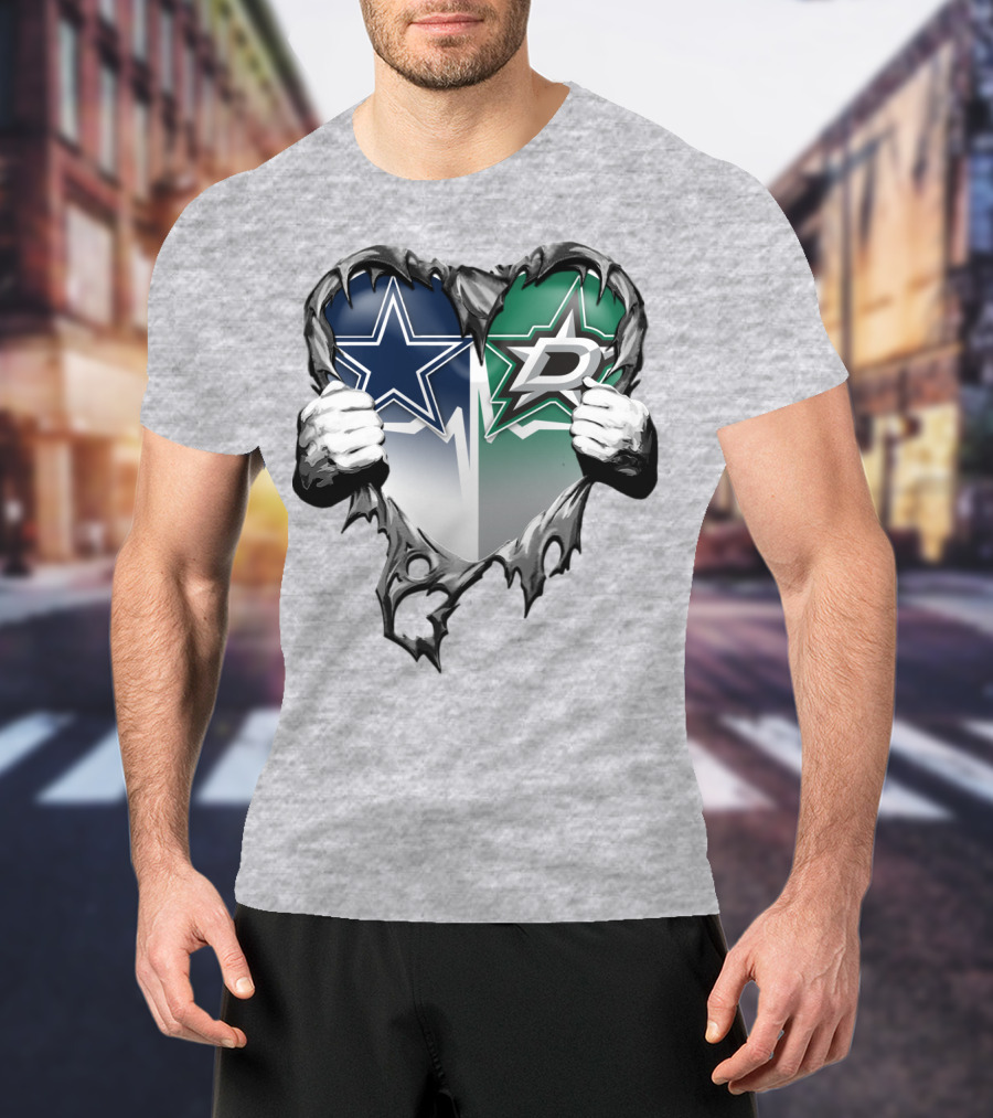 Dallas Cowboys Star Dallas Stars Logo Heart Hands Xatt044 T-Shirt