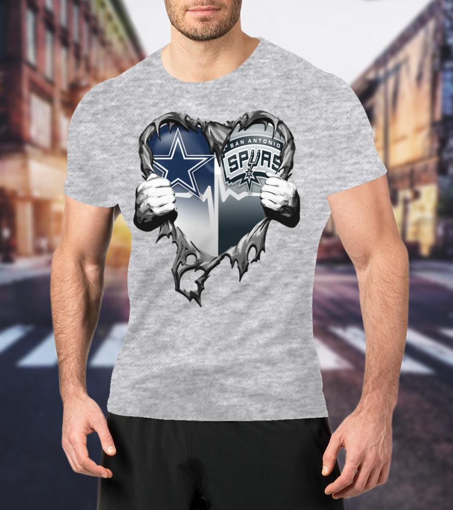 Dallas Cowboys San Antonio Spurs Heart T-Shirt