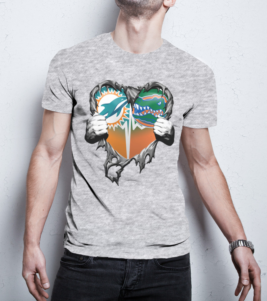 Miami Dolphins Florida Gators Heart Design Xatt048 T-Shirt