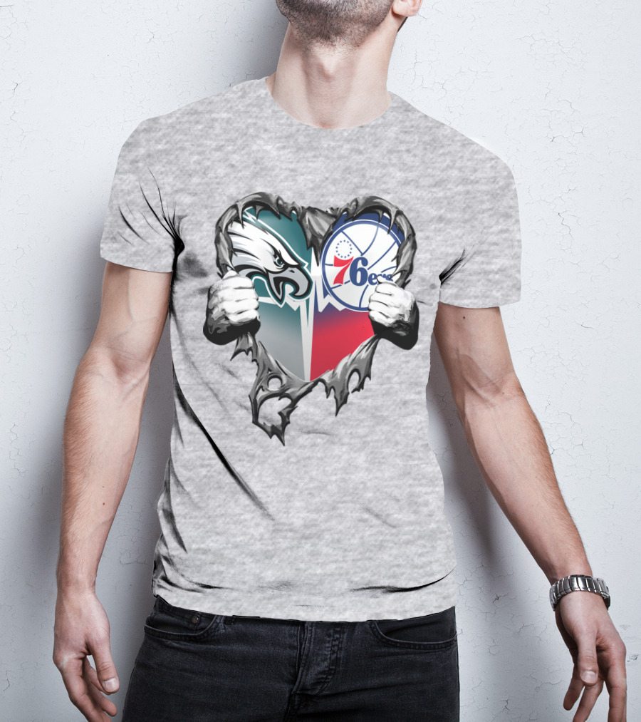 Philadelphia Eagles And 76ers Heart T-Shirt