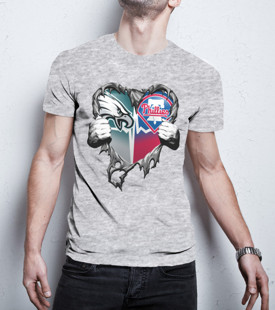 Eagles Phillies Heart Logo Blend T-Shirt