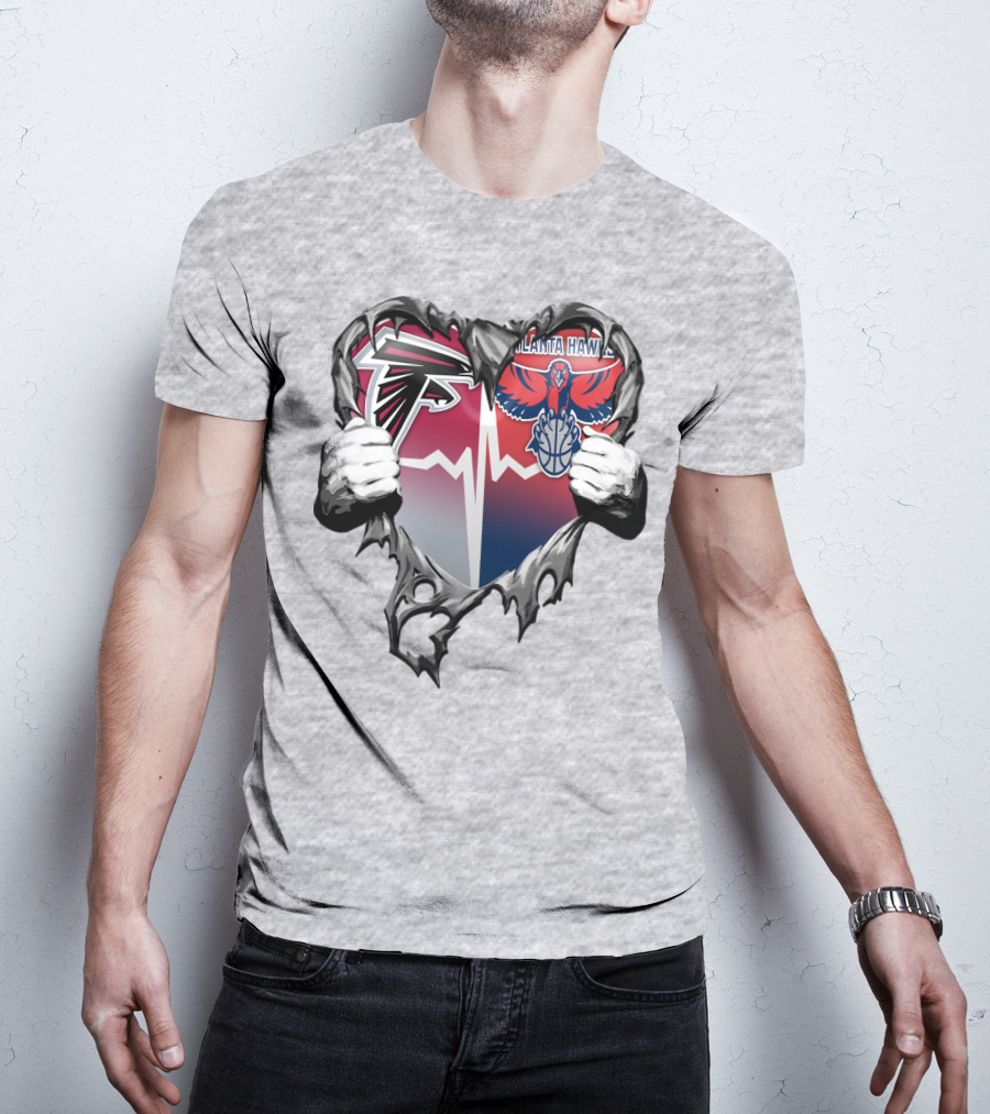 Atlanta Falcons Atlanta Hawks Heartbeat Rip Effect T-Shirt