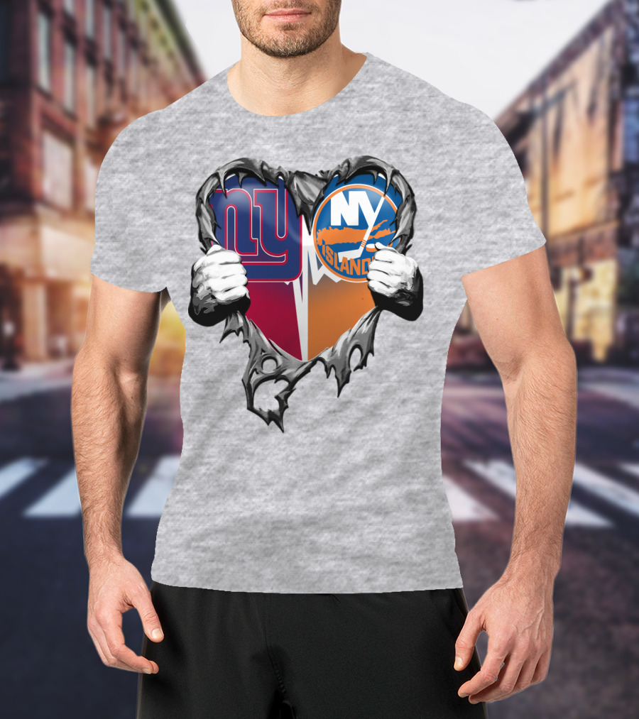 Ny Giants And Ny Islanders Heart T-Shirt