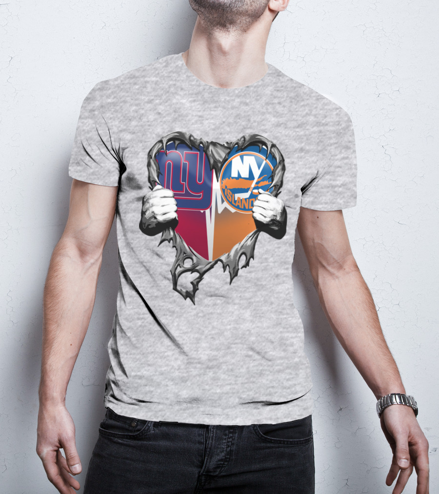 Ny Giants And Ny Islanders Heart T-Shirt