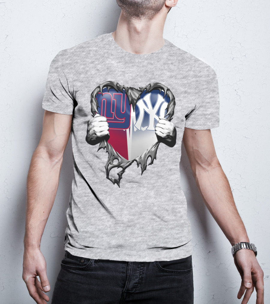 New York Giants Ny Yankees Heart T-Shirt