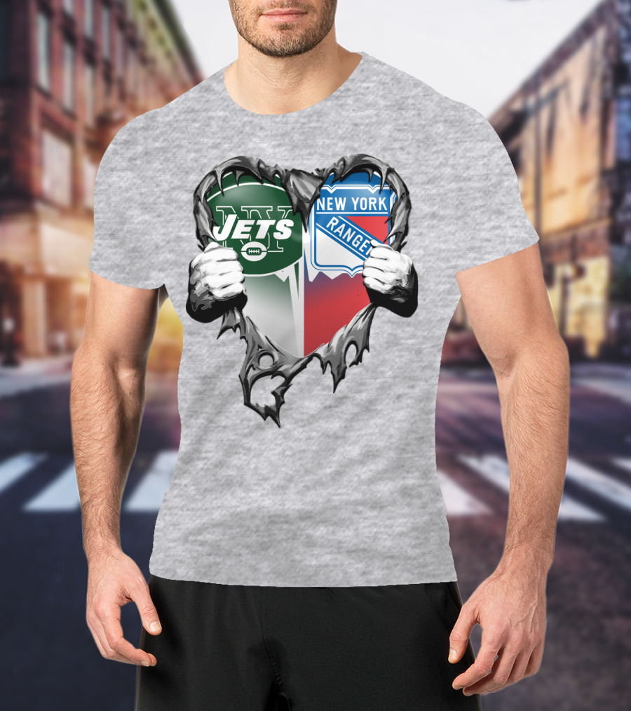 New York Jets Rangers Heart Split T-Shirt