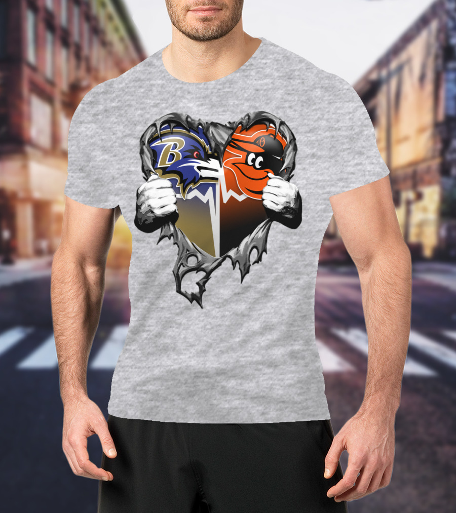 Baltimore Ravens Orioles Heart T-Shirt