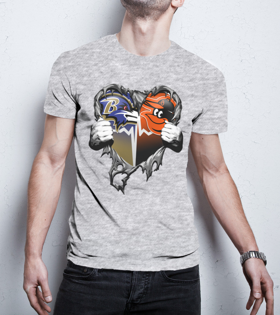 Baltimore Ravens Orioles Heart T-Shirt