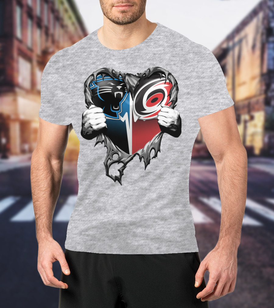 Carolina Panthers Hurricanes Heart T-Shirt