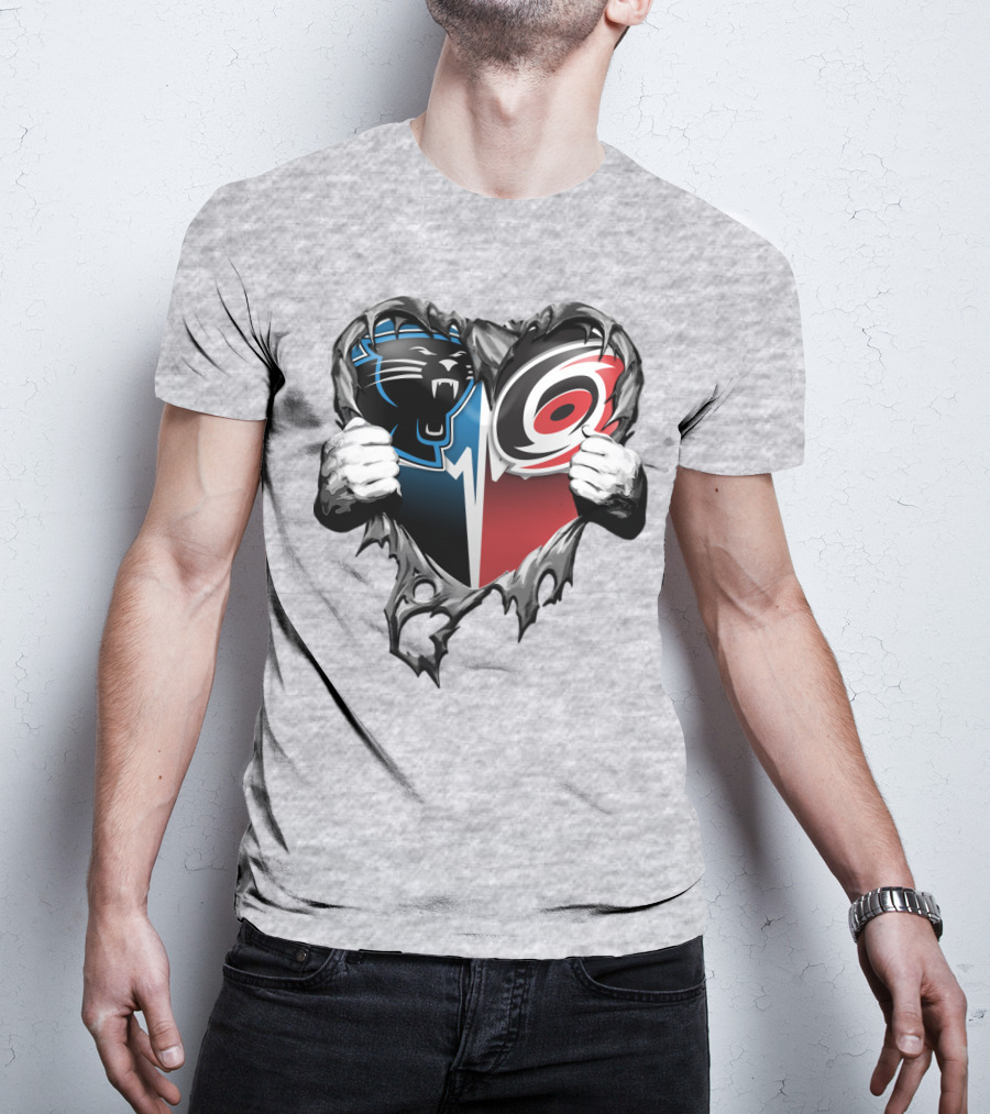 Carolina Panthers Hurricanes Heart T-Shirt
