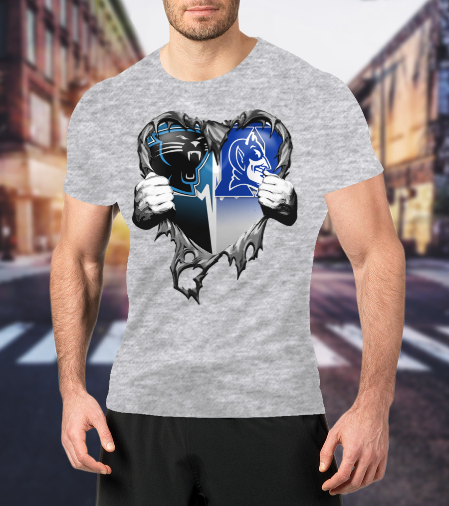 Carolina Panthers Duke Blue Devils Heart T-Shirt