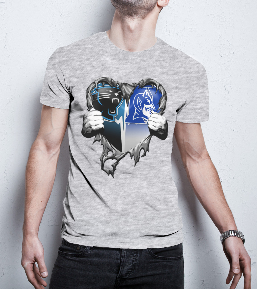 Carolina Panthers Duke Blue Devils Heart T-Shirt