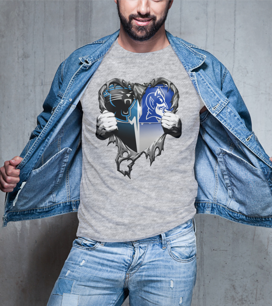 Carolina Panthers Duke Blue Devils Heart T-Shirt