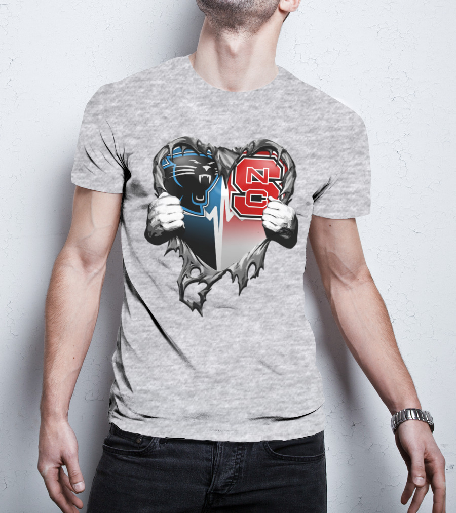 Carolina Panthers Nc State Heart T-Shirt