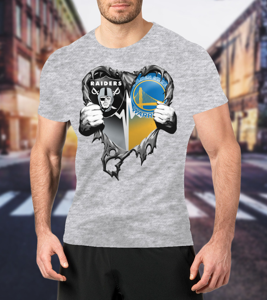 Raiders Golden State Warriors Heart Logo Xatt094 T-Shirt