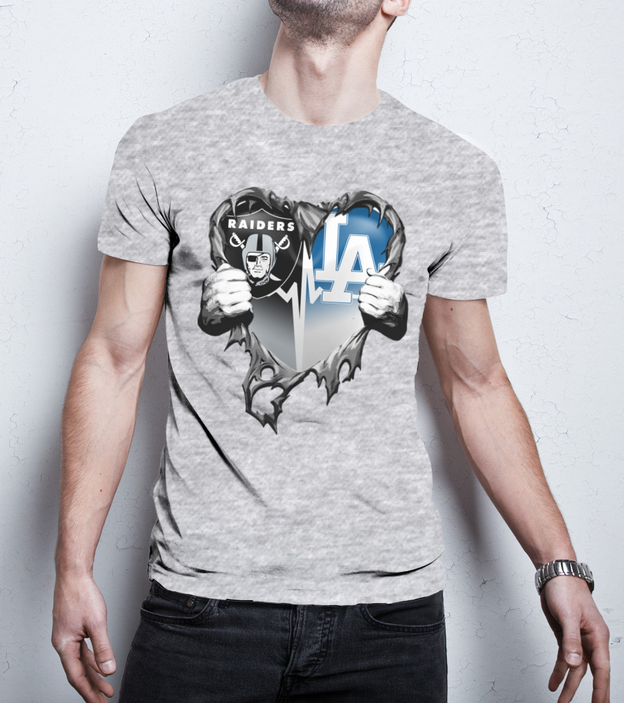 Raiders La Dodgers Heart Design Xatt095 T-Shirt