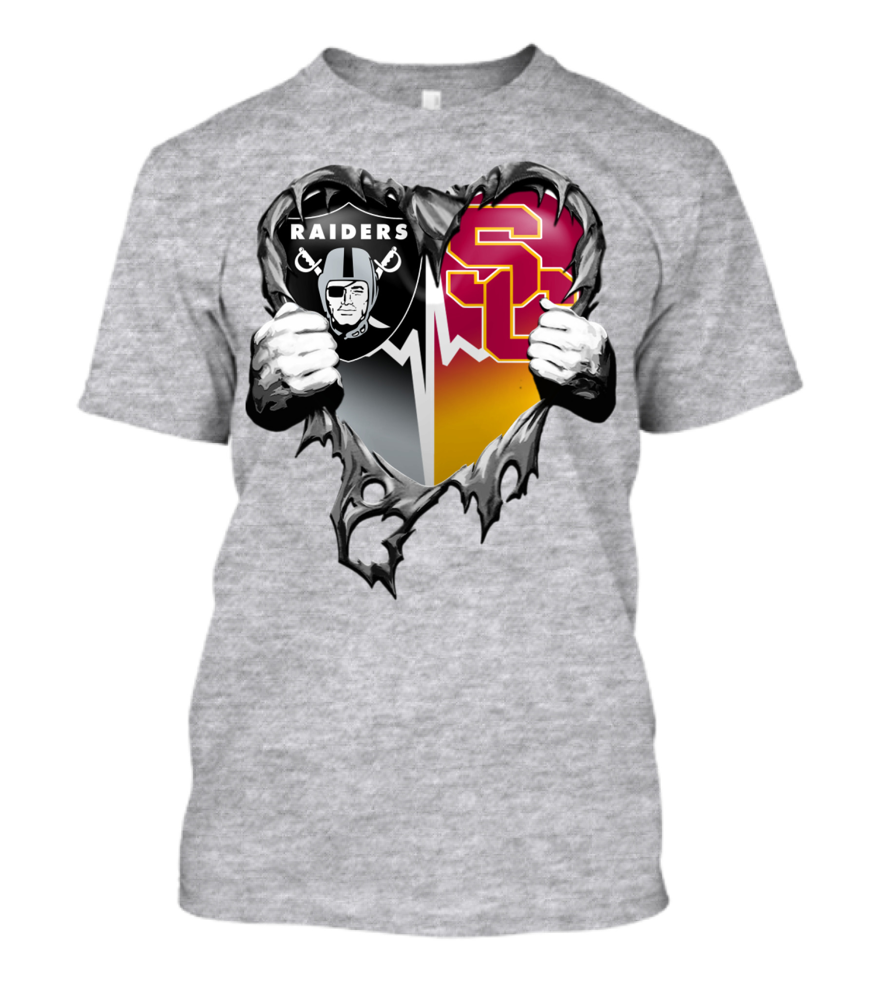 Raiders Usc Heart Logo Mashup T-Shirt