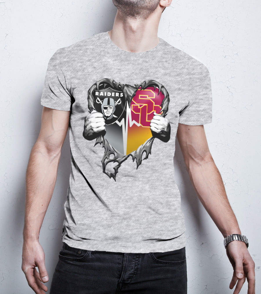 Raiders Usc Heart Logo Mashup T-Shirt