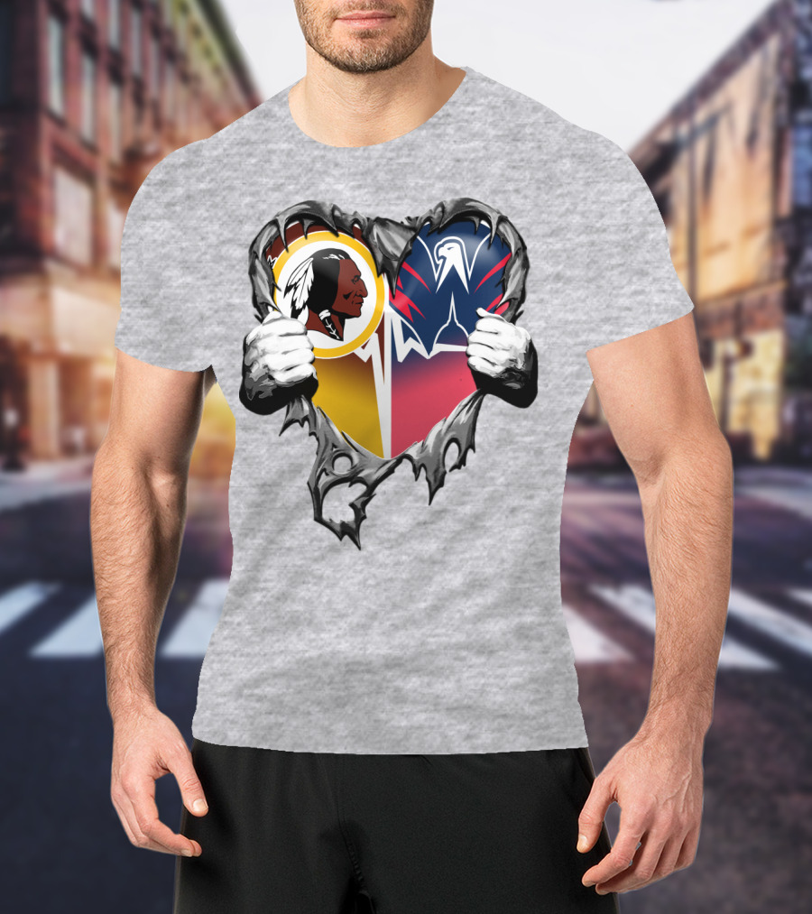 Washington Redskins Wizards Heart Logo Mashup T-Shirt