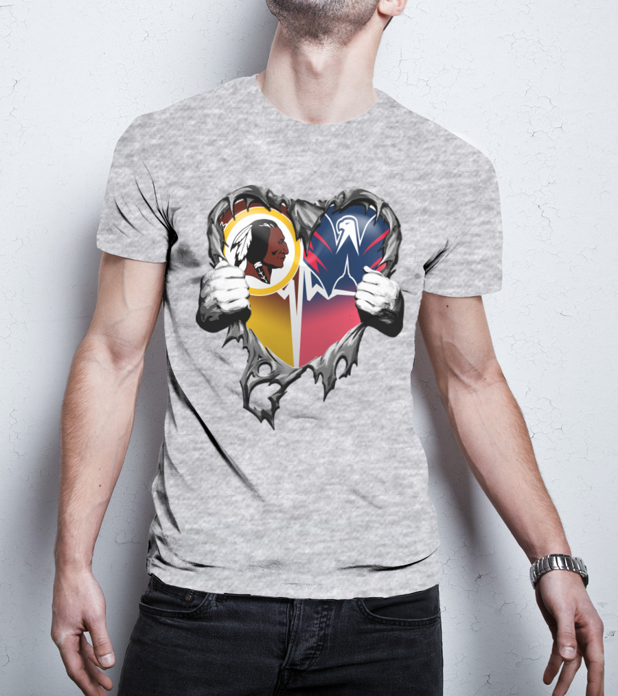 Washington Redskins Wizards Heart Logo Mashup T-Shirt
