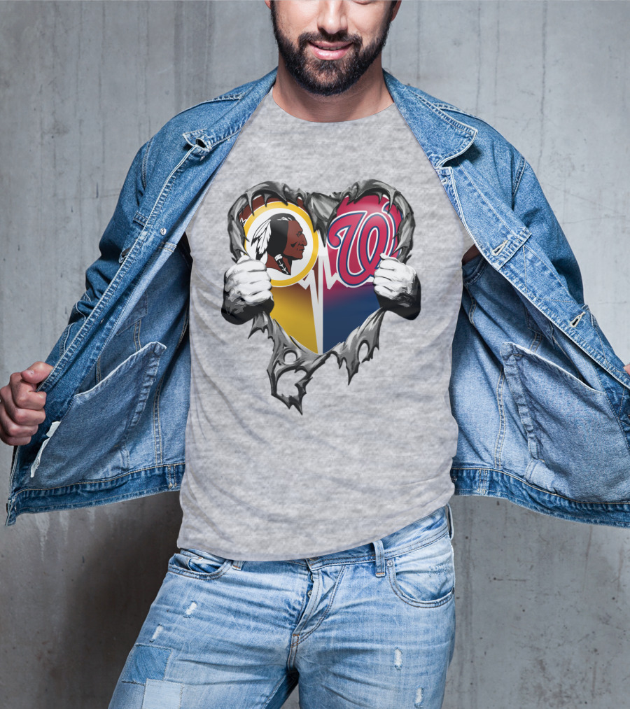 Washington Football Team And Nationals Heart Design Xatt105 T-Shirt