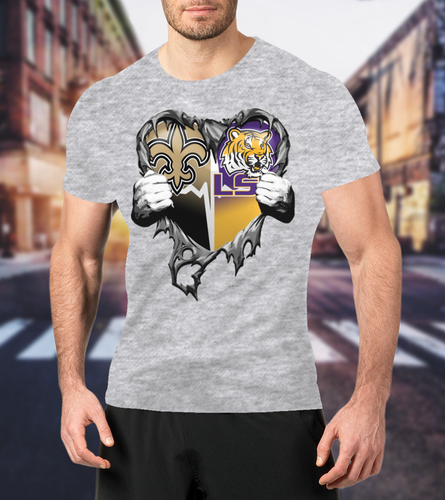 New Orleans Saints Lsu Tigers Heart T-Shirt
