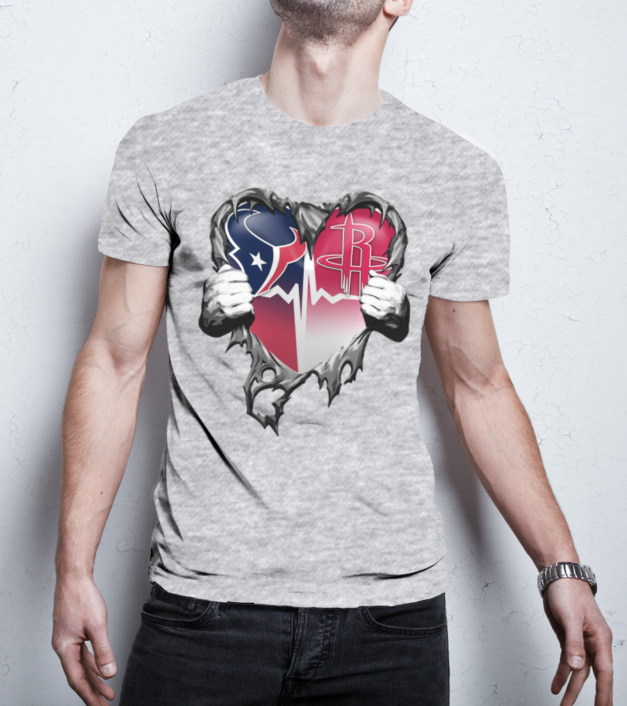 Texans Rockets Heartbeat Fusion Burst T-Shirt
