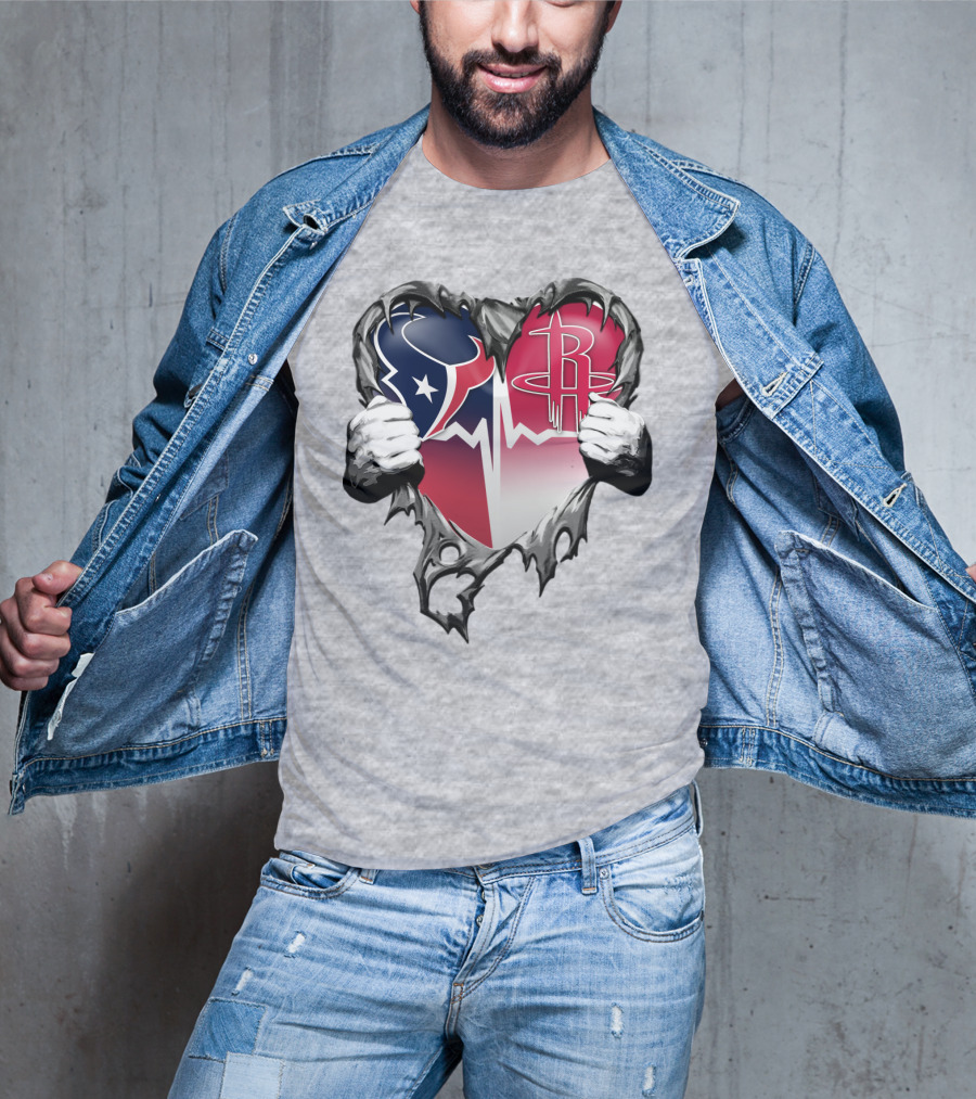 Texans Rockets Heartbeat Fusion Burst T-Shirt