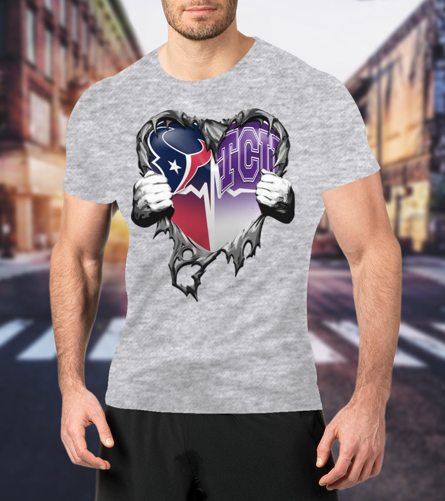 Houston Texans Tcu Horned Frogs Heart T-Shirt