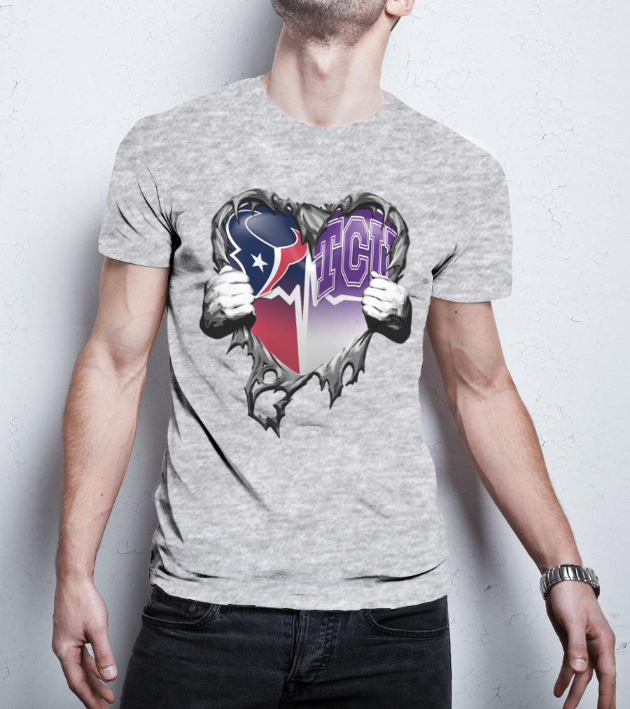 Houston Texans Tcu Horned Frogs Heart T-Shirt