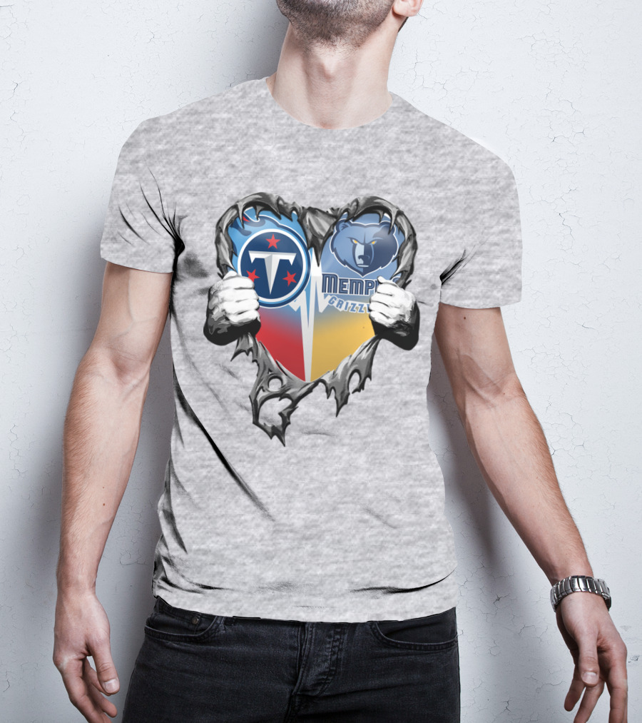 Titan Pride Grizzlies Heart Fusion T-Shirt
