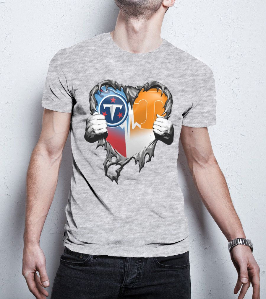 Tennessee Titans And Volunteers Heart T-Shirt