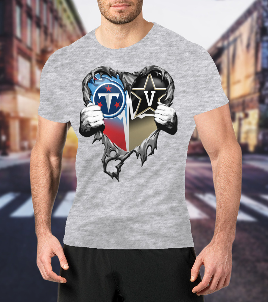 Tennessee Titans And Vanderbilt Commodores Heart T-Shirt