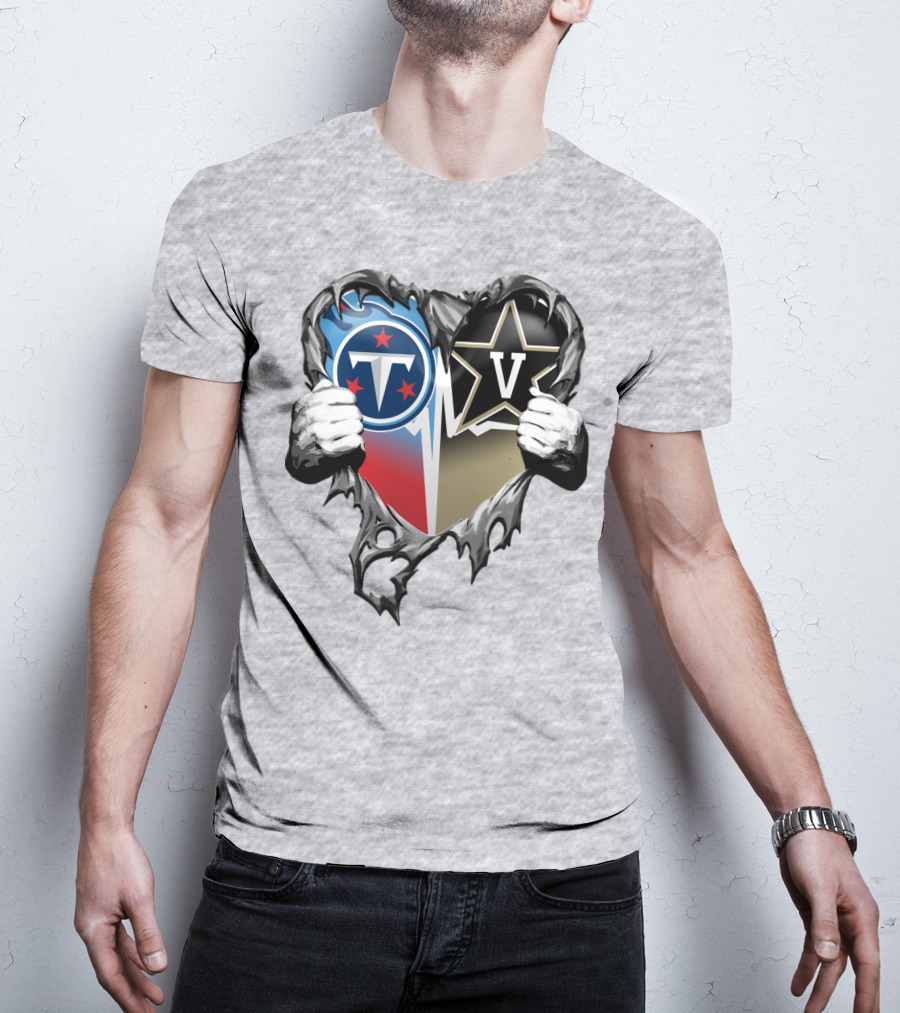 Tennessee Titans And Vanderbilt Commodores Heart T-Shirt