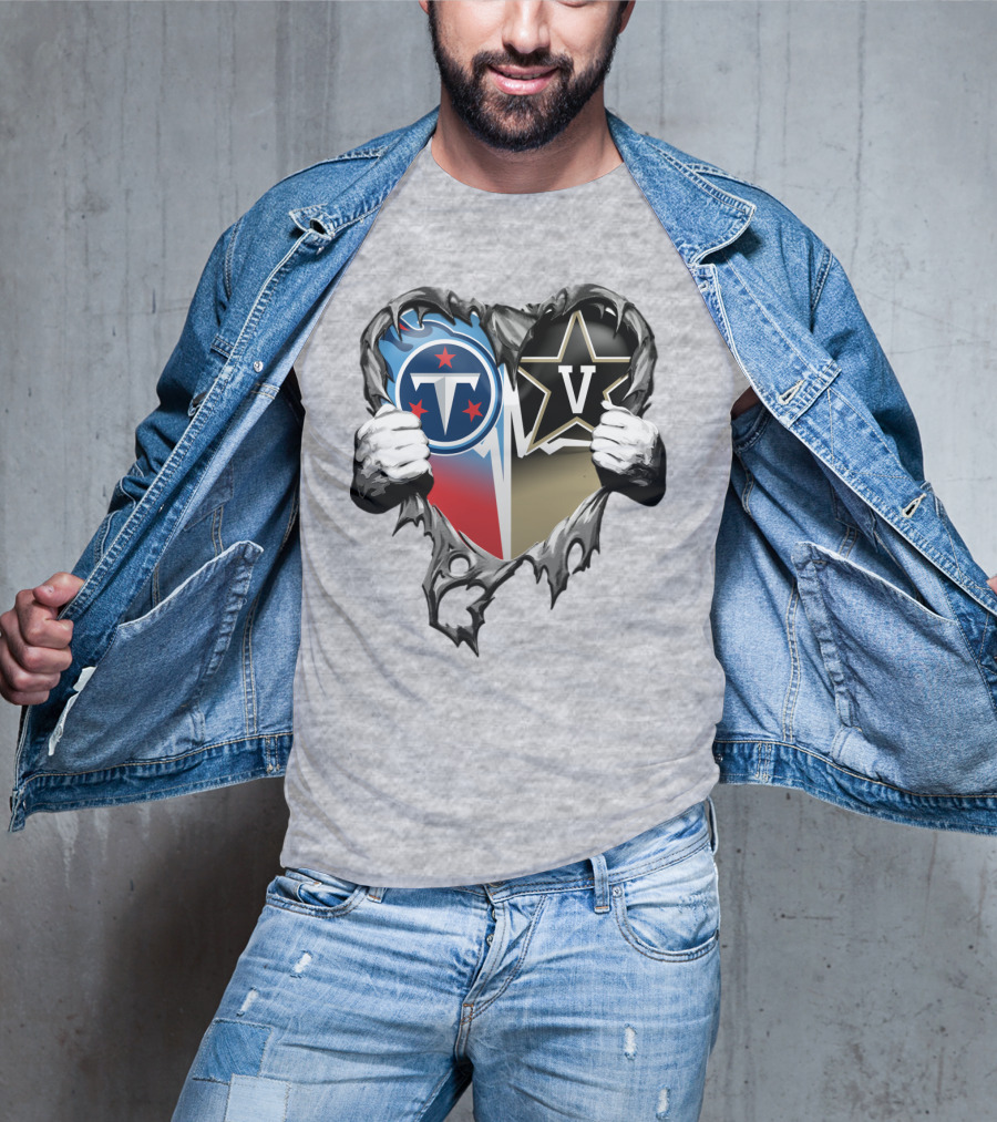 Tennessee Titans And Vanderbilt Commodores Heart T-Shirt