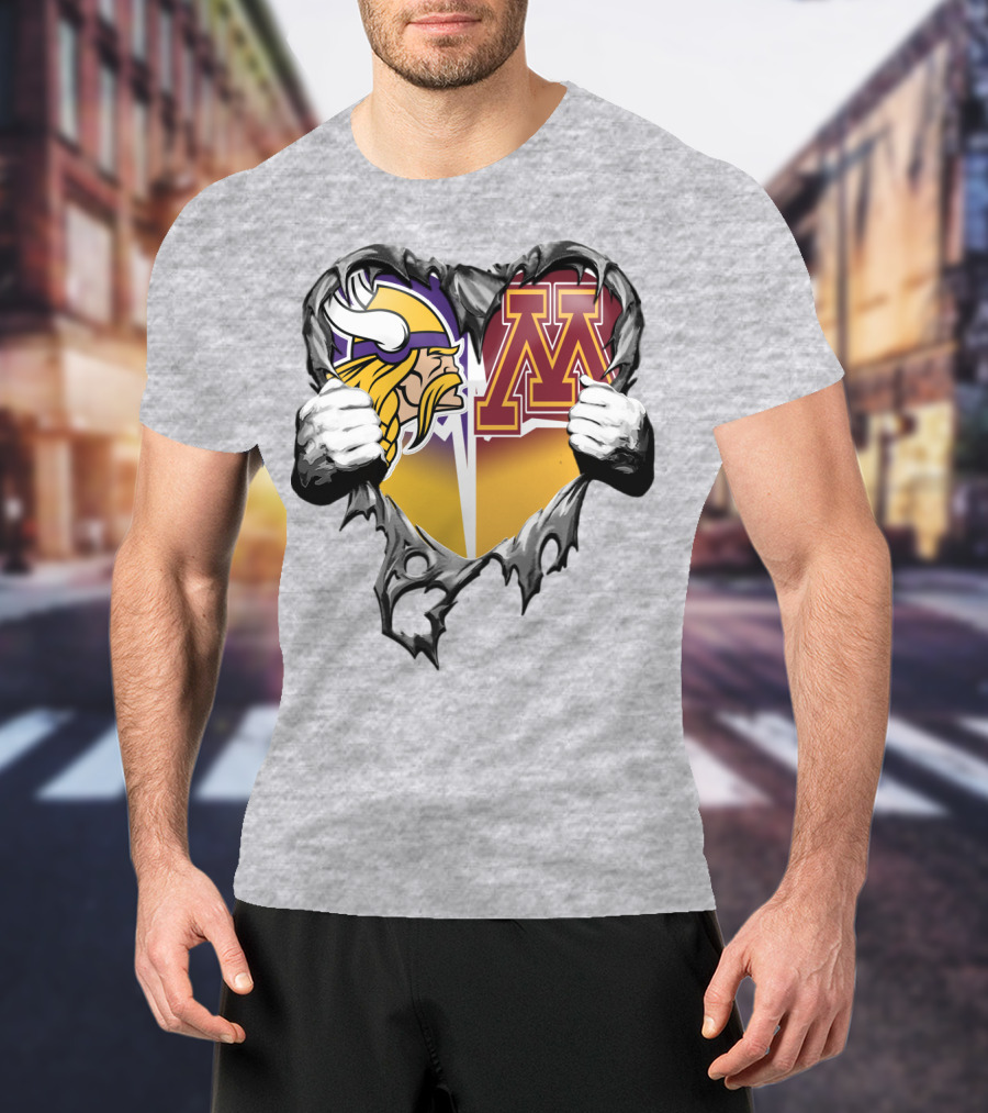 Vikings Minnesota Split Heart T-Shirt