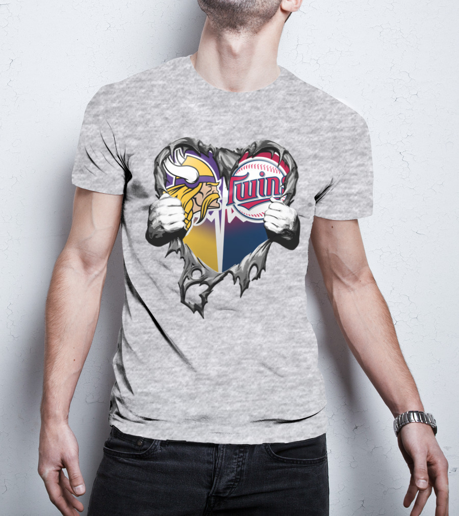 Vikings Twins Heart Logo Fusion T-Shirt