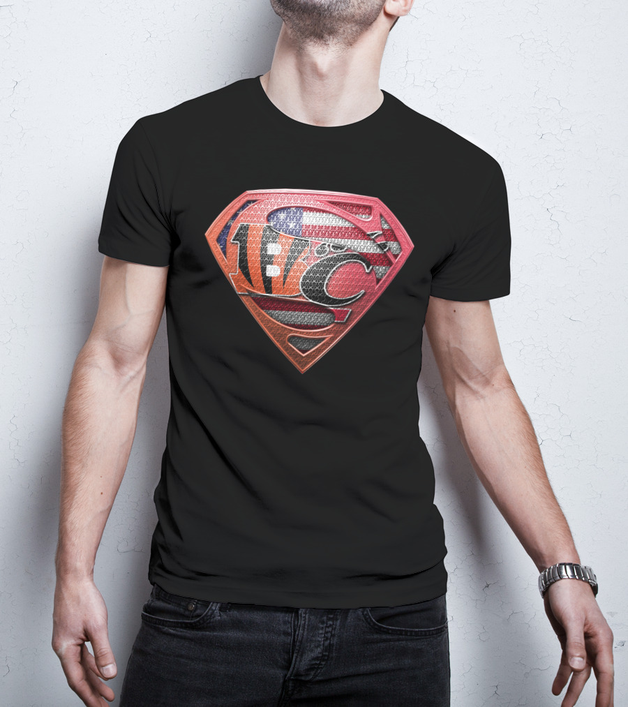 Nfl Afc Superman Shield With American Flag And Superhero T-Shirt