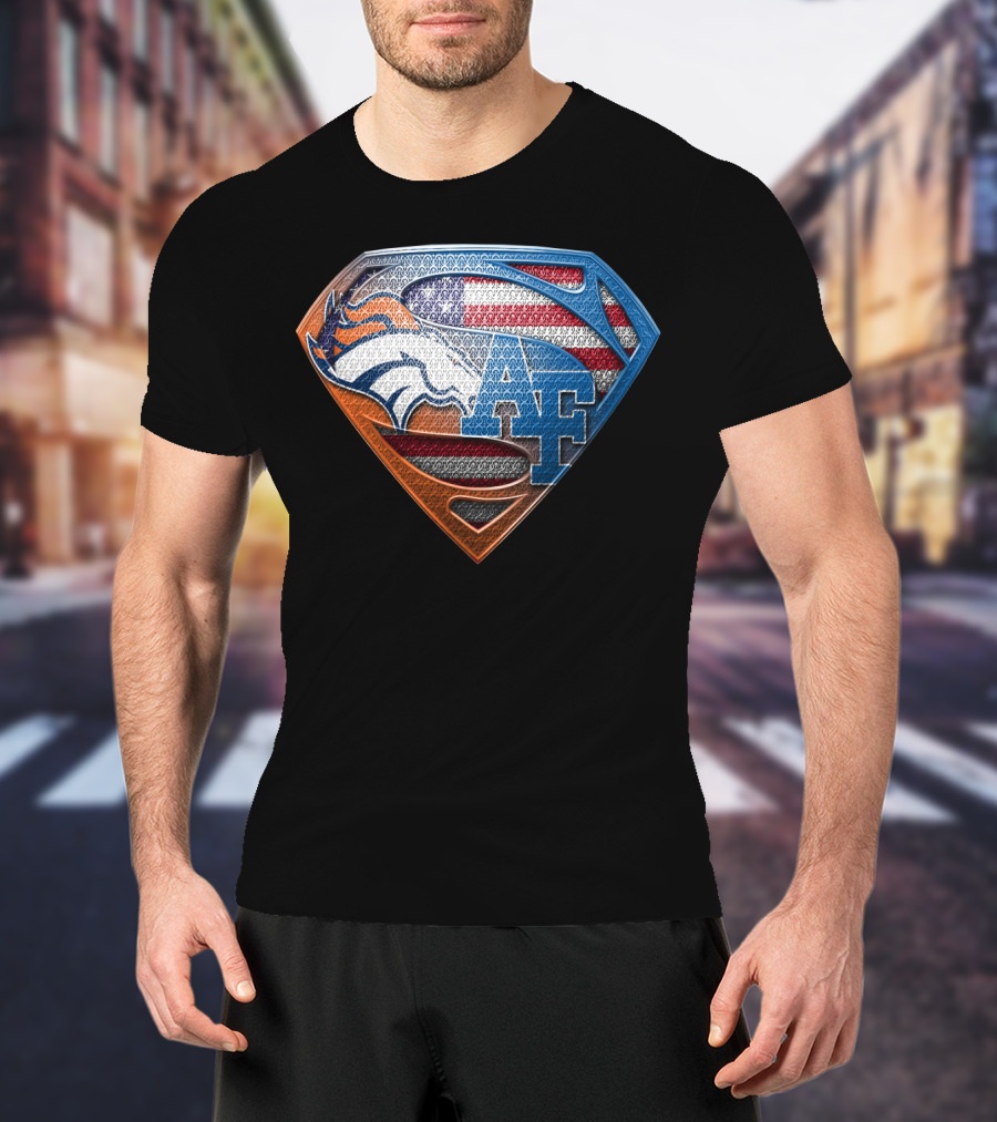 Denver Broncos Air Force Usa Flag Shield T-Shirt
