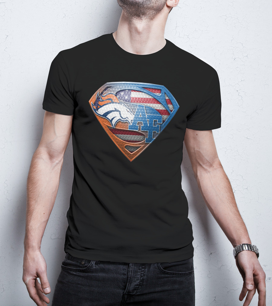 Denver Broncos Air Force Usa Flag Shield T-Shirt