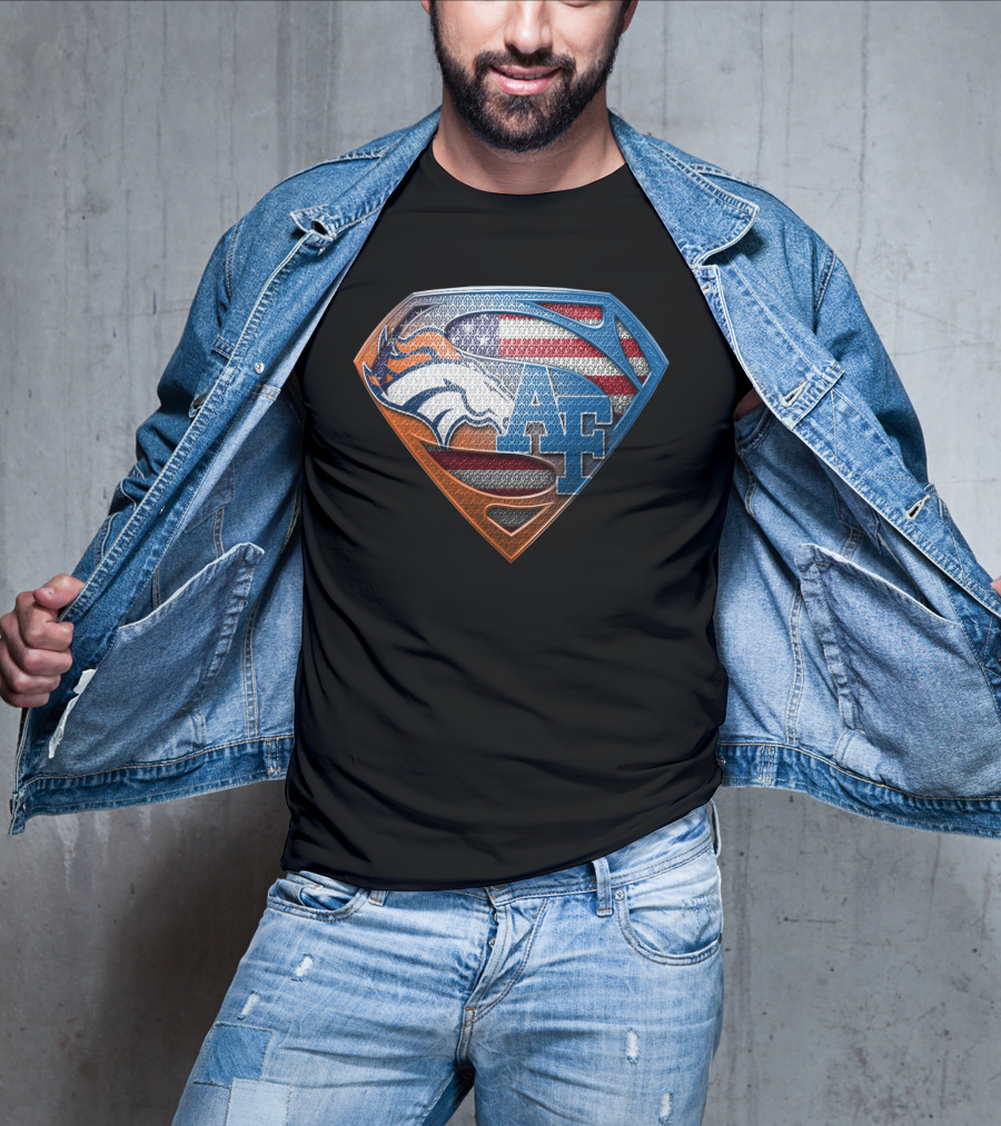 Denver Broncos Air Force Usa Flag Shield T-Shirt