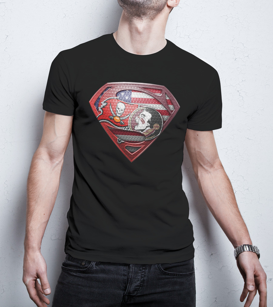 Superman Tampa Bay Buccaneers American Flag T-Shirt