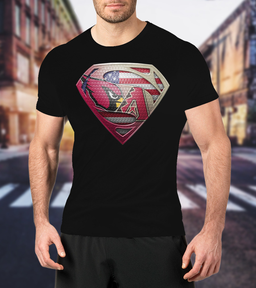 Arizona Cardinals Superman Logo American Flag T-Shirt