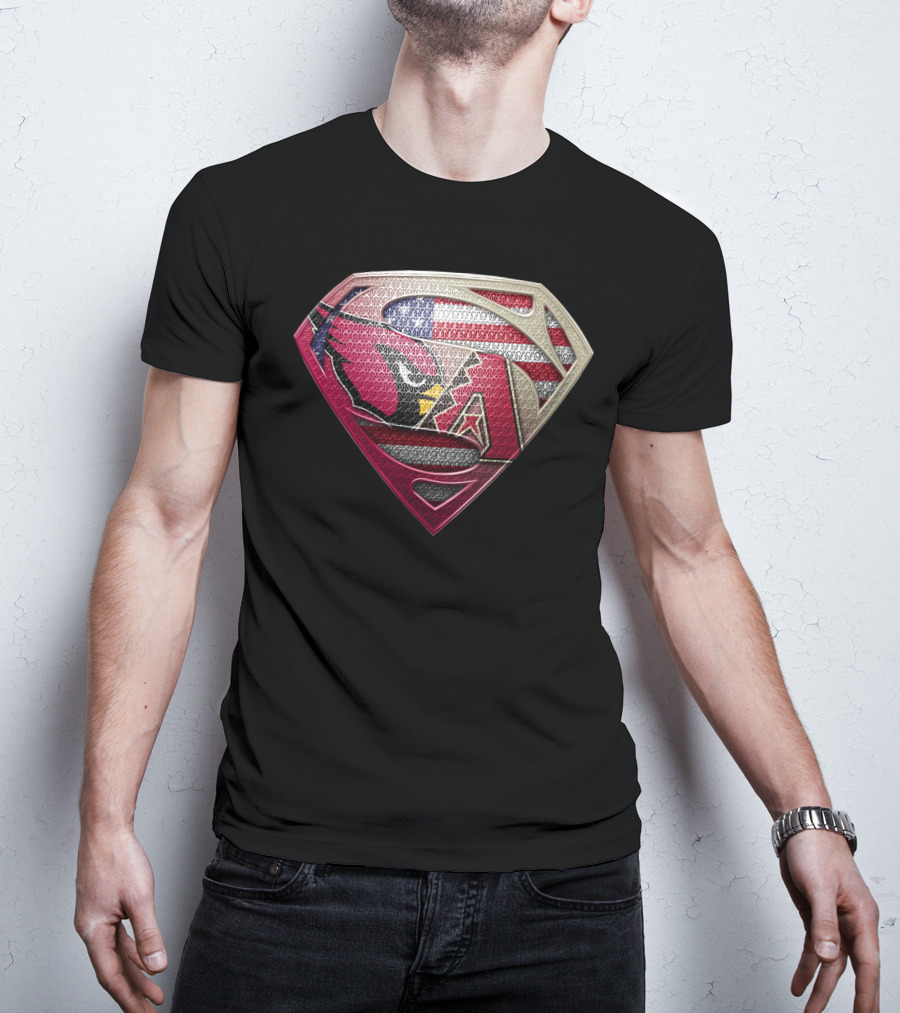Arizona Cardinals Superman Logo American Flag T-Shirt