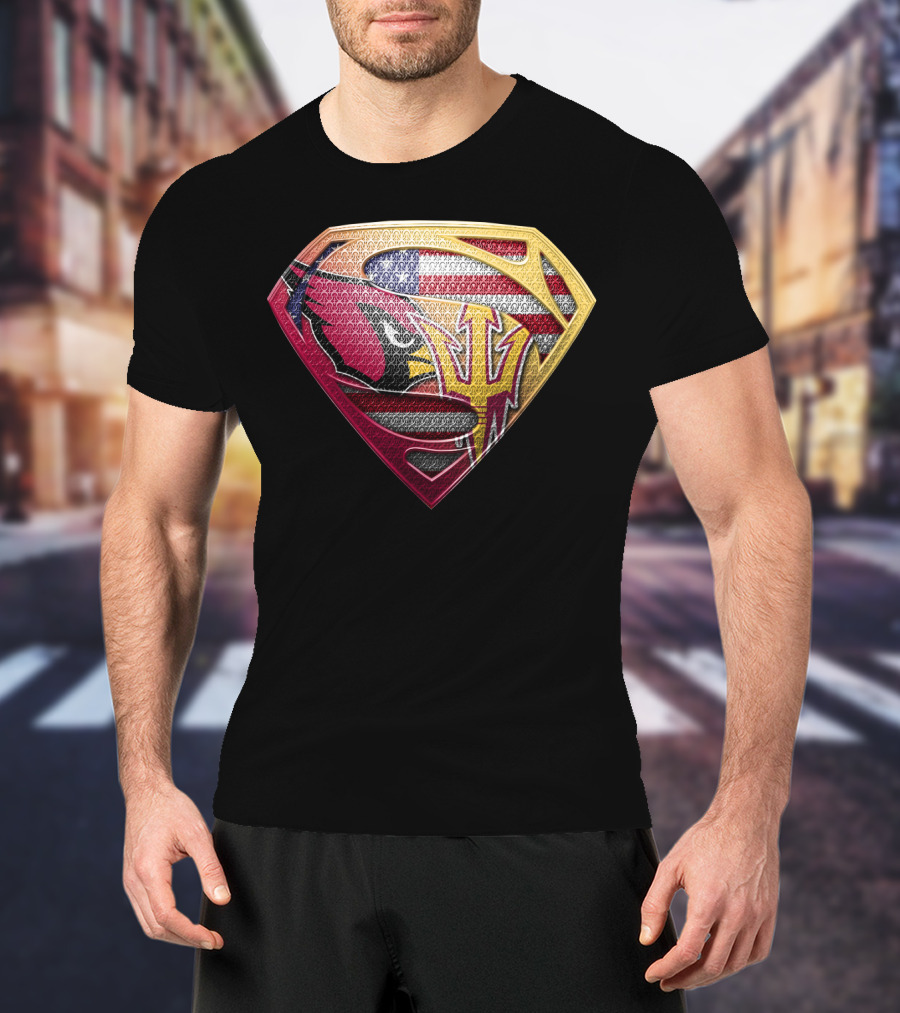 Arizona Cardinals Sun Devils Superman Usa Flag T-Shirt